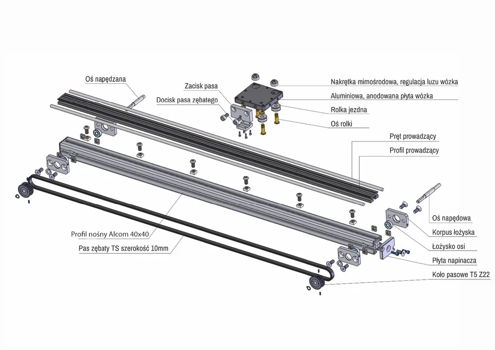 Prowadnica TSNP-V2 – rysunek złożeniowy