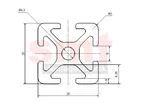 Profil 5 20x20 – rysunek techniczny