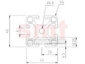 Profil 8 40x40 – rysunek techniczny